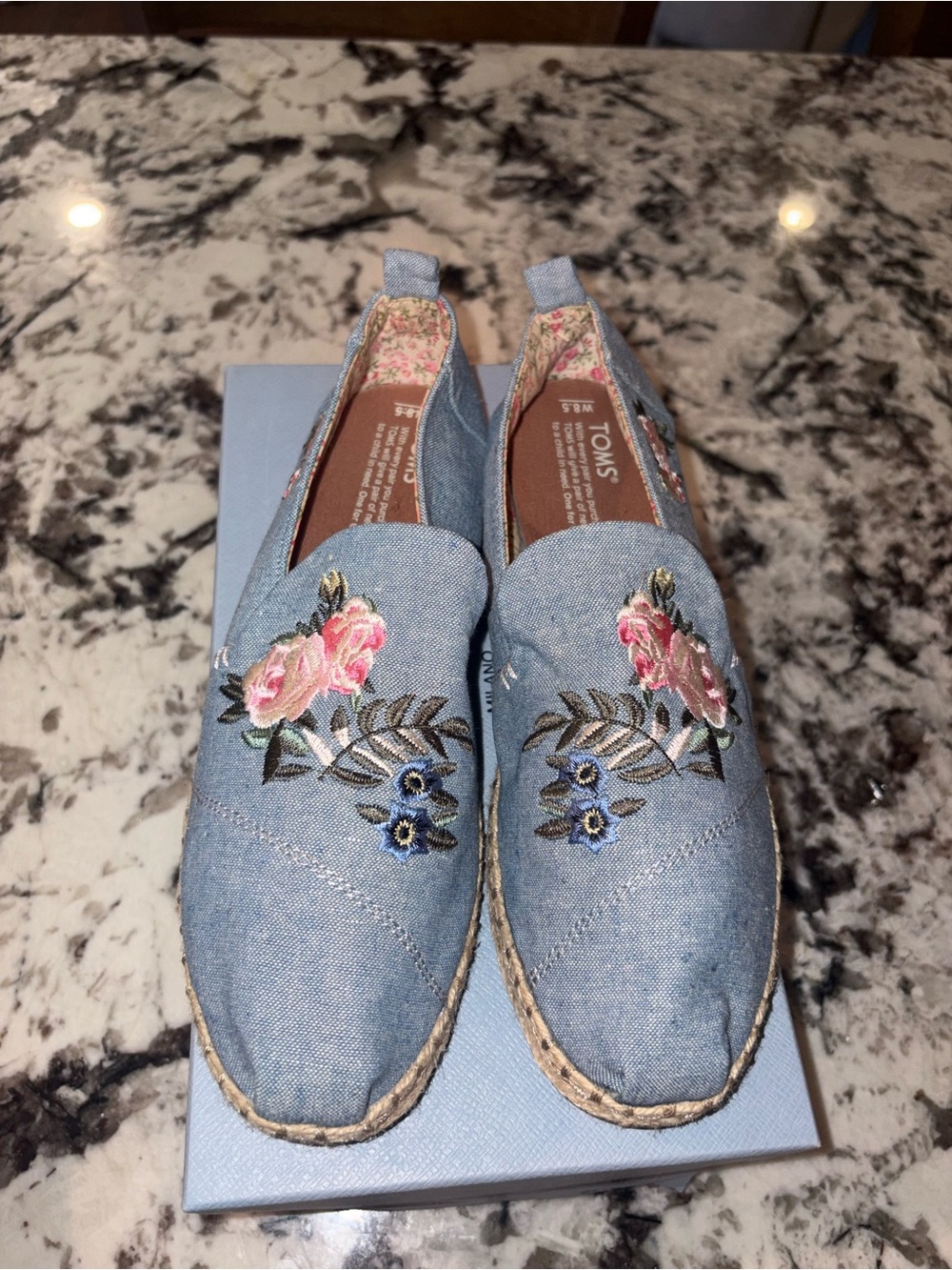 TOMS Deconstructed Alpargata Rope Espadrille Blue Chambray 8.5